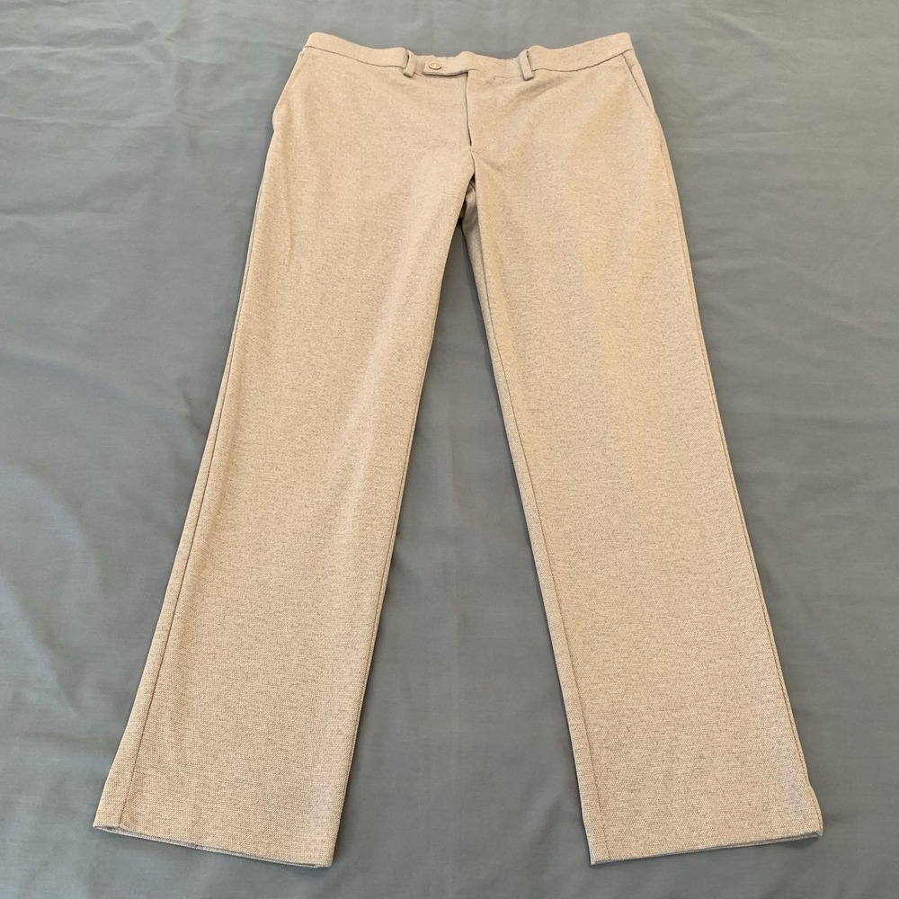 Tallia Pants Mens 34x30 Beige Knit Slim Fit Stretch Dress Business Casual